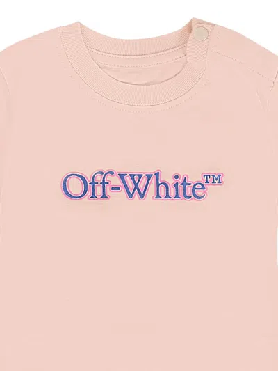 Off-white Pink T-shirt For Baby Girl With Logo In Pink