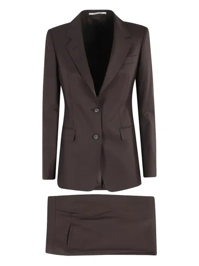 Tagliatore Mono-breasted Brown Suit With Tailored Blazer And Elegant Fit In Black