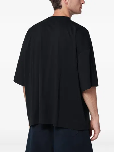 Studio Nicholson Oversized Navy Blue Cotton T-shirt In Black