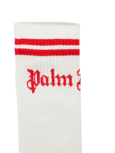 Palm Angels White Socks For Kids With Logo In White