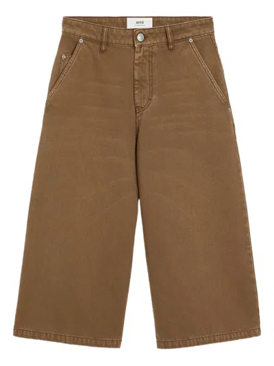 Ami Alexandre Mattiussi Ami Paris Denim Bermuda Shorts In Brown