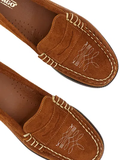 Sebago Decorative-stitching Loafers In Brown