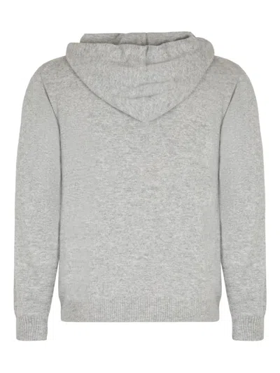Le Kasha Hooded Knit Pullover And Pockets In Gray