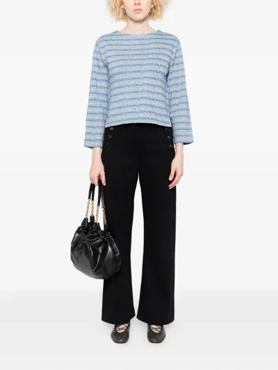 Bode Lyric Jacquard Stripe Long Sleeve T-shirt In Blue
