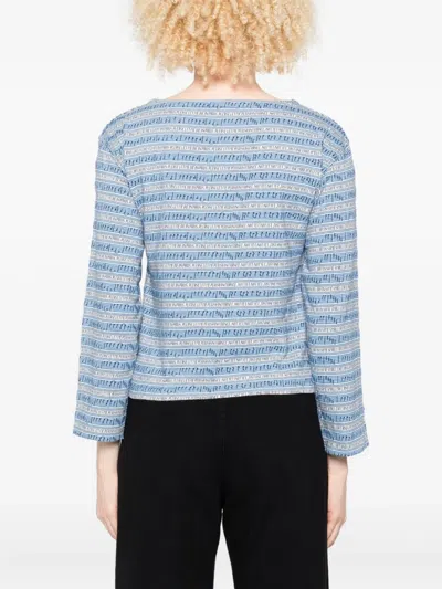 Bode Lyric Jacquard Stripe Long Sleeve T-shirt In Blue