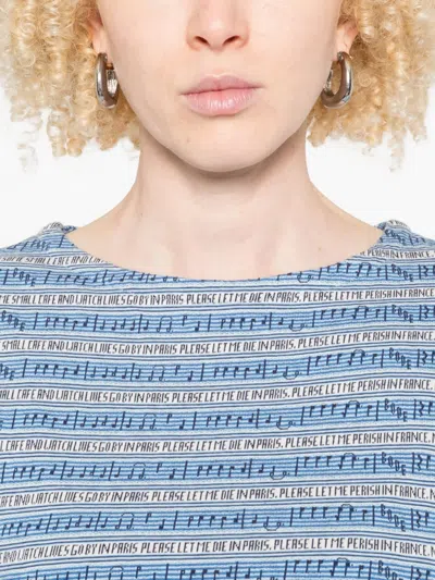 Bode Lyric Jacquard Stripe Long Sleeve T-shirt In Blue