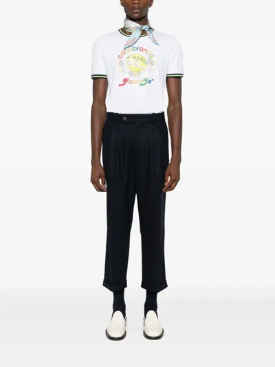 Casablanca Short-sleeve Graphic T-shirt With Contrast Trim In White