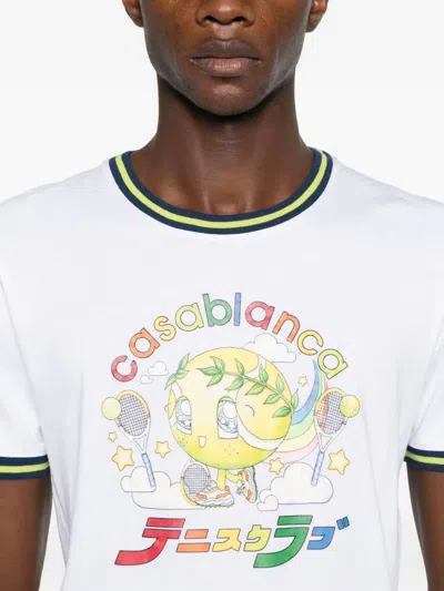 Casablanca Short-sleeve Graphic T-shirt With Contrast Trim In White