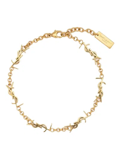 Saint Laurent Cassandre Multi-charm Bracelet In Gold