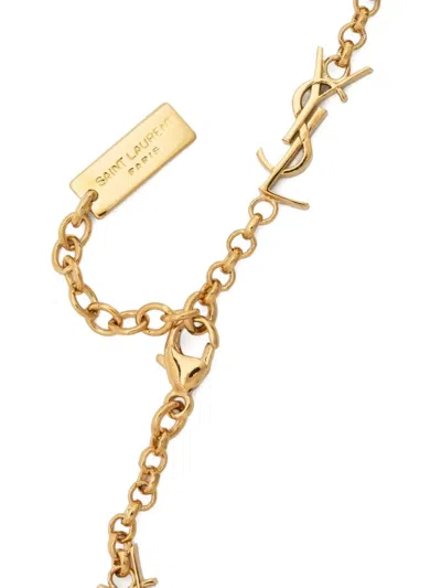 Saint Laurent Cassandre Multi-charm Bracelet In Gold