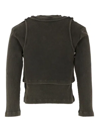 Off-white Ribbed Long-sleeve Top In Gray