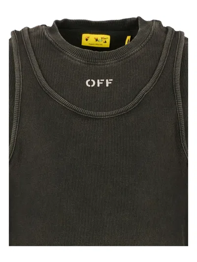 Off-white Ribbed Long-sleeve Top In Gray