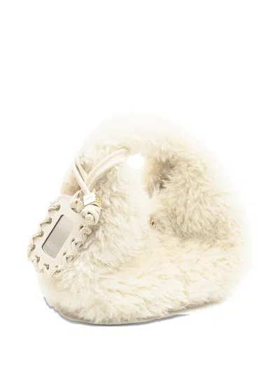 Ganni White Hobo Mini Top Handle Bag In White