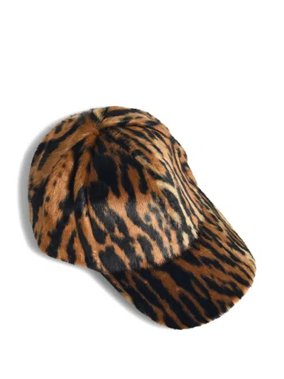 Stand Studio Cyrene Animalier Faux-fur Cap In Brown