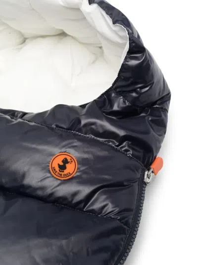 Save The Duck Padded Logo-patch Sleeping-bag In Blue