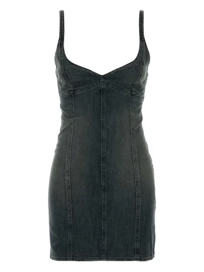 Balenciaga Fitted Sleeveless Mini Dress With Scoop Neckline In Blue