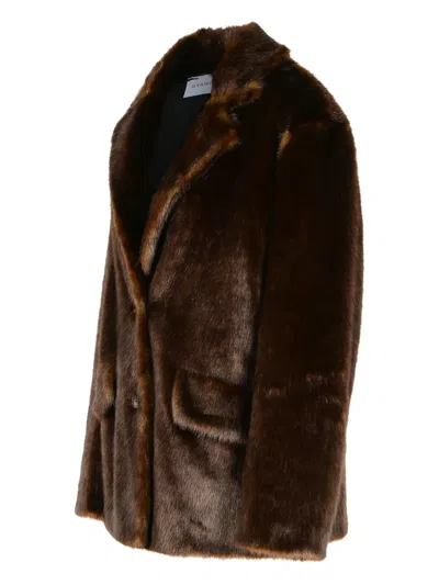 Stand Studio Sleek Modern Evyn Jacket With Subtle Sheen In Brown