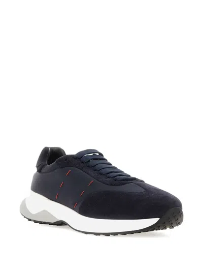 Kiton Lace-up Suede Sneakers In Blue