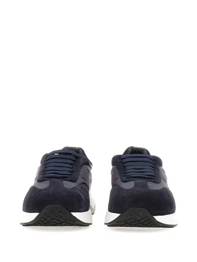 Kiton Lace-up Suede Sneakers In Blue