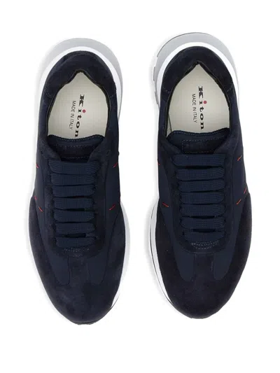 Kiton Lace-up Suede Sneakers In Blue