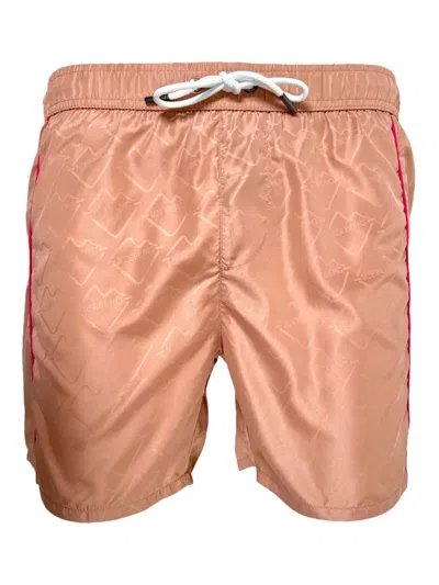 Iceberg Logo-patterned Side-striped Swim Shorts In Brown