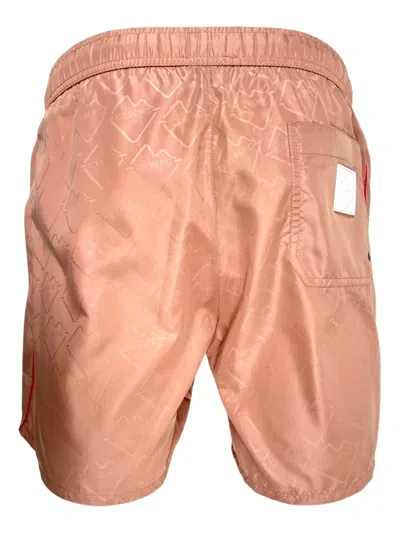 Iceberg Logo-patterned Side-striped Swim Shorts In Brown