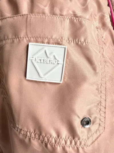 Iceberg Logo-patterned Side-striped Swim Shorts In Brown