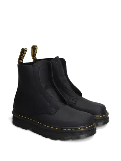 Dr. Martens Zebzag Lace Less Combat Boots In Black Leather In Black