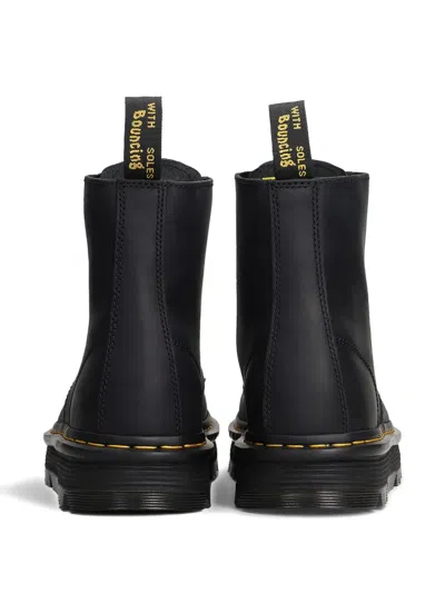 Dr. Martens Zebzag Lace Less Combat Boots In Black Leather In Black