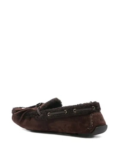 Jimmy Choo Manon Suede Shearling-lined Loafers In Brown