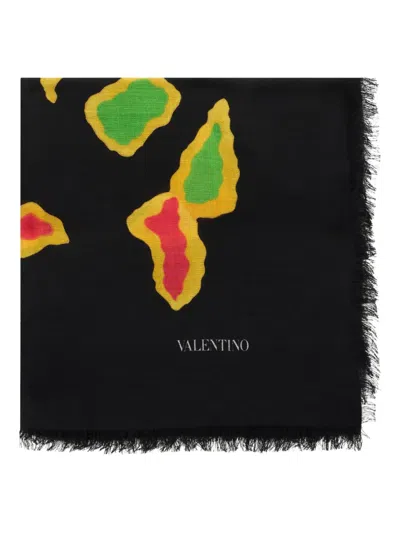 Valentino Soft Scarf With Abstract Patterns In Black