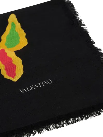 Valentino Soft Scarf With Abstract Patterns In Black