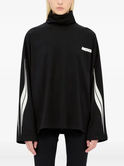 Msgm Logo-print Turtleneck T-shirt In Black