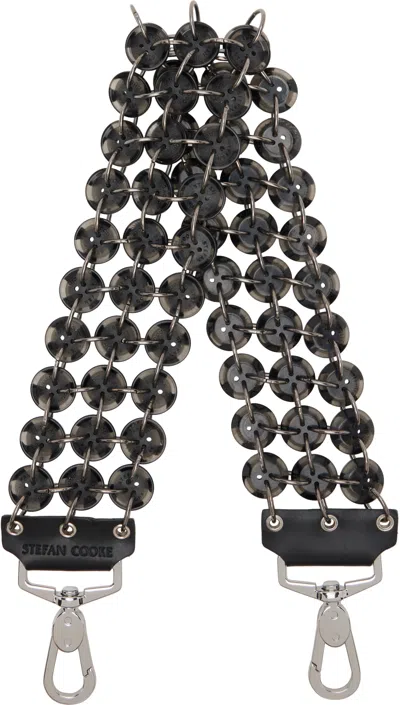 Stefan Cooke Black Short Button Bag Strap In Black