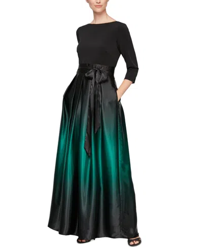 Sl Fashions Women's 3/4-sleeve Ombre Gown In Green