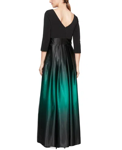 Sl Fashions Women's 3/4-sleeve Ombre Gown In Green