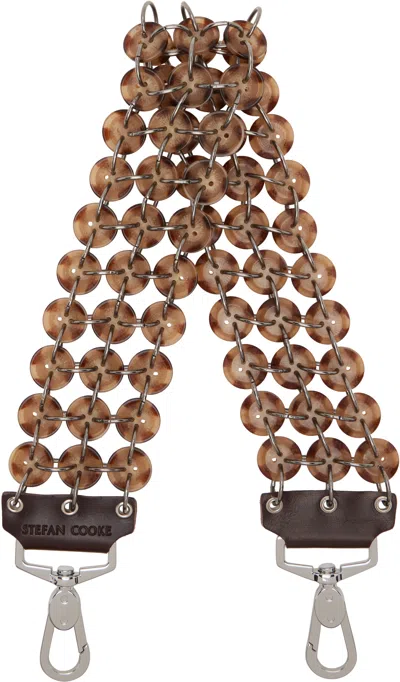 Stefan Cooke Brown Short Button Bag Strap In Brown