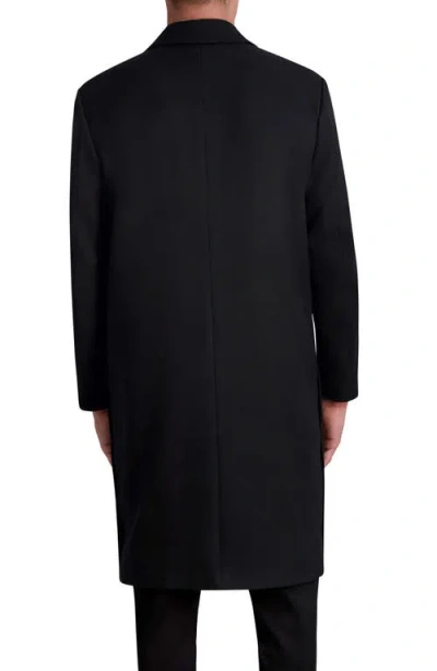 Karl Lagerfeld Paris White Label One Button Notched Lapel Topcoat In Black