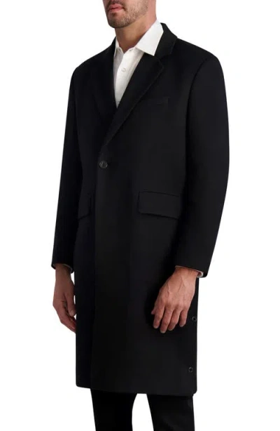 Karl Lagerfeld Paris White Label One Button Notched Lapel Topcoat In Black