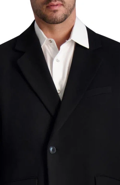 Karl Lagerfeld Paris White Label One Button Notched Lapel Topcoat In Black