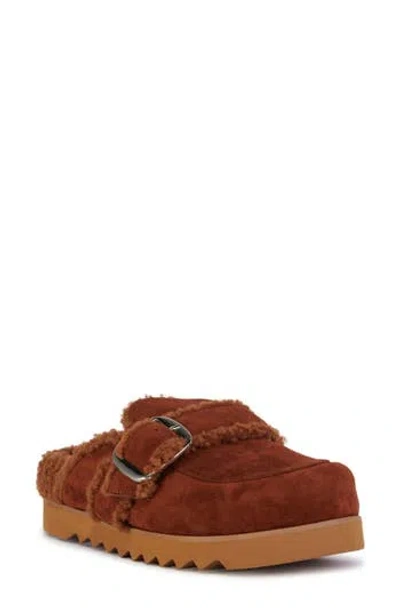 Azalea Wang Simah Faux Shearling Lined Mule In Brown