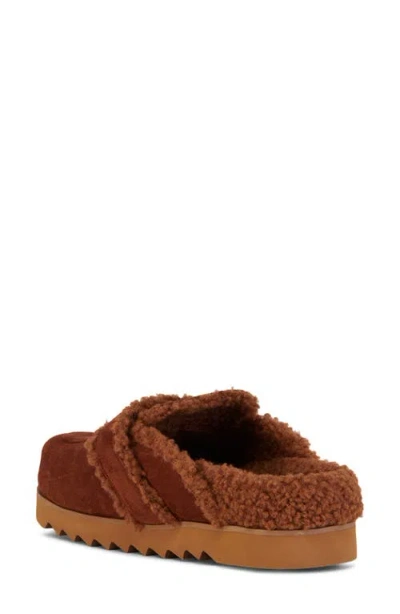 Azalea Wang Simah Faux Shearling Lined Mule In Brown