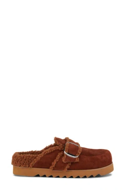 Azalea Wang Simah Faux Shearling Lined Mule In Brown