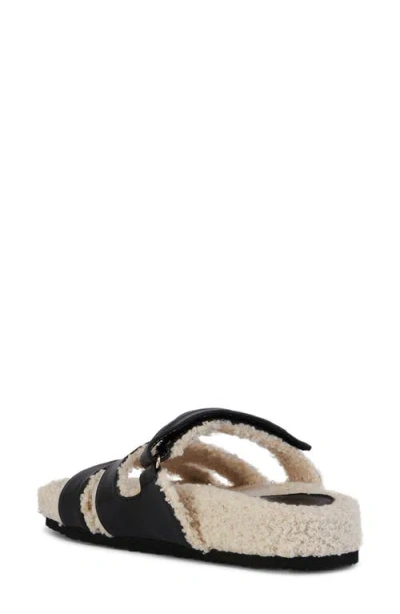 Azalea Wang Dovey Faux Shearling Slide Sandal In Black