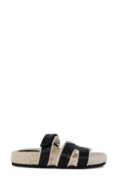 Azalea Wang Dovey Faux Shearling Slide Sandal In Black
