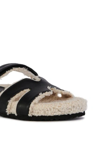 Azalea Wang Dovey Faux Shearling Slide Sandal In Black