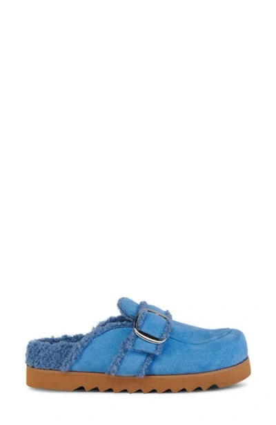 Azalea Wang Simah Faux Shearling Lined Mule In Blue