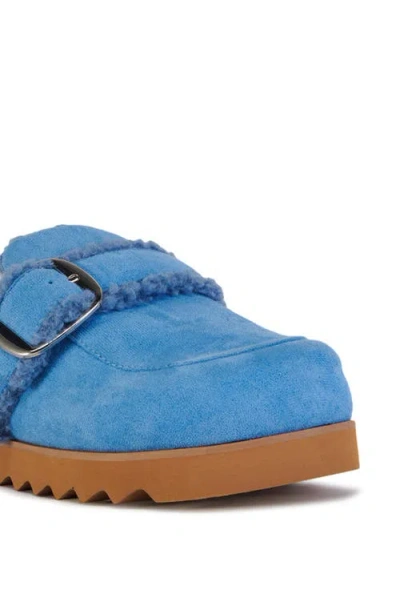 Azalea Wang Simah Faux Shearling Lined Mule In Blue