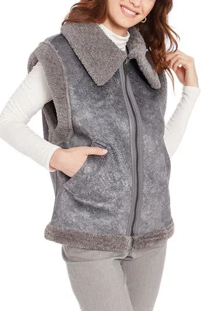 Frye Water Resistant Faux Shearling Vest In Gray