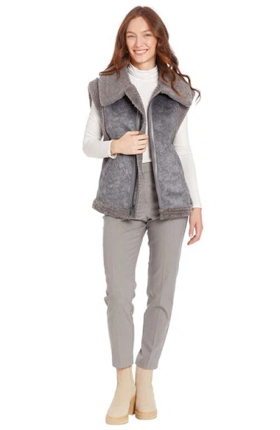Frye Water Resistant Faux Shearling Vest In Gray